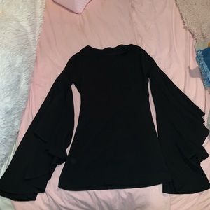 Black Overflow Sleeve Mini Dress